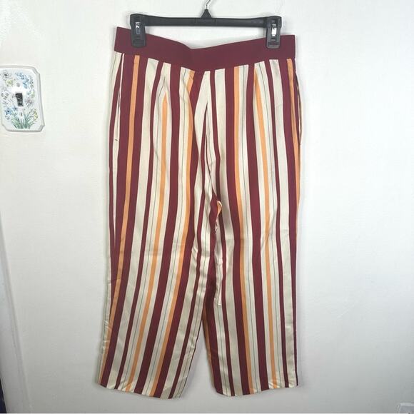 THE ROW Togra Cropped Striped Silk Straight Leg Pants Women's Size 2 - Picture 9 of 13